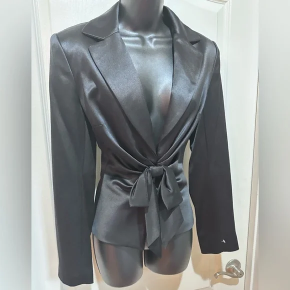 Kay Unger Black Satin Blazer - Picture 2 of 4